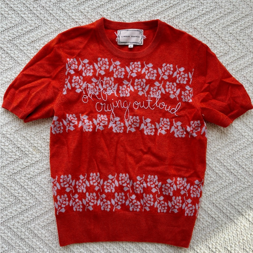 Lingua Franca Cashmere Short Sleeve Sweater Small